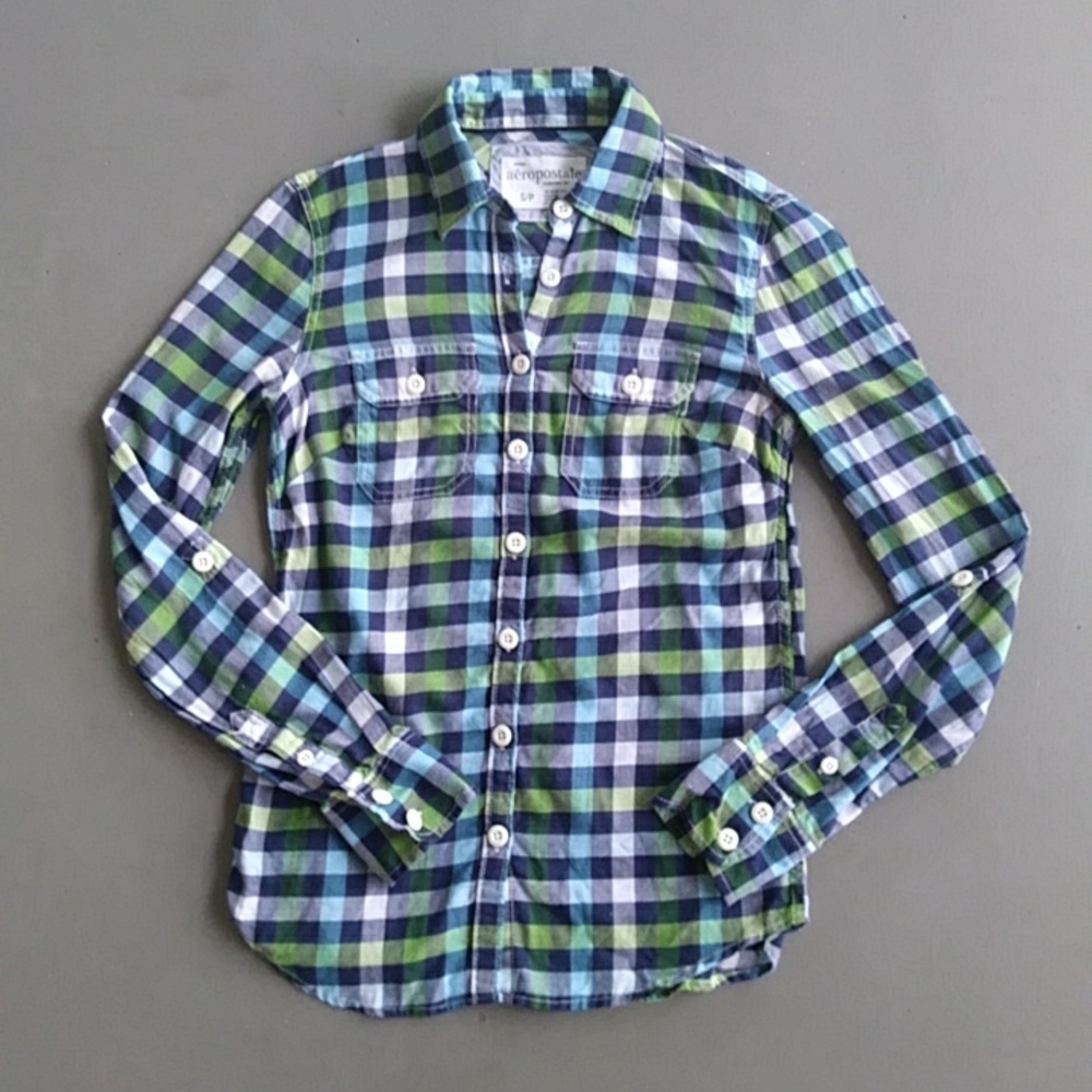 Aeropostale Plaid Button Up Shirt / Top